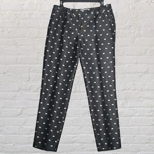 RSVP TALBOTS Black Satin Swan Jacquard Tailored Ankle Pants Lined Size Women's 4